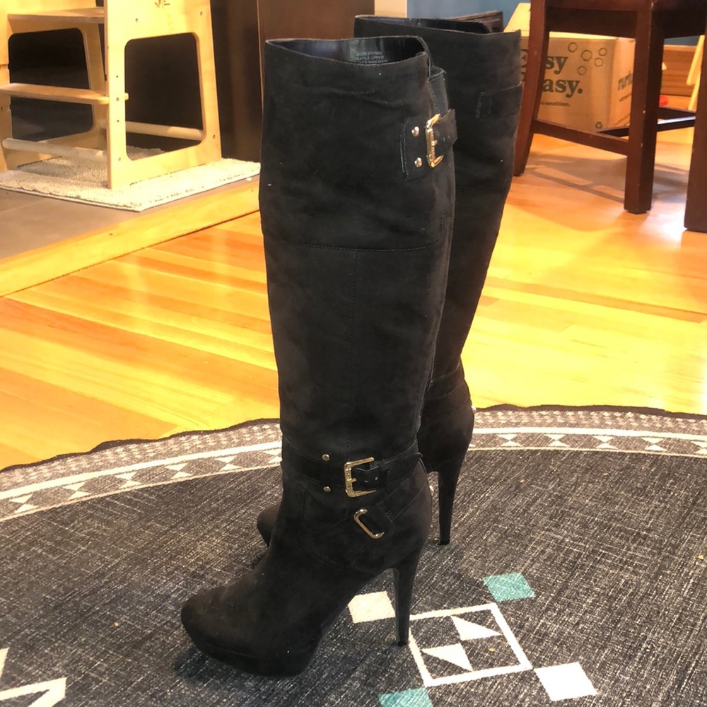 Tall Guess Heeled Black Boots!